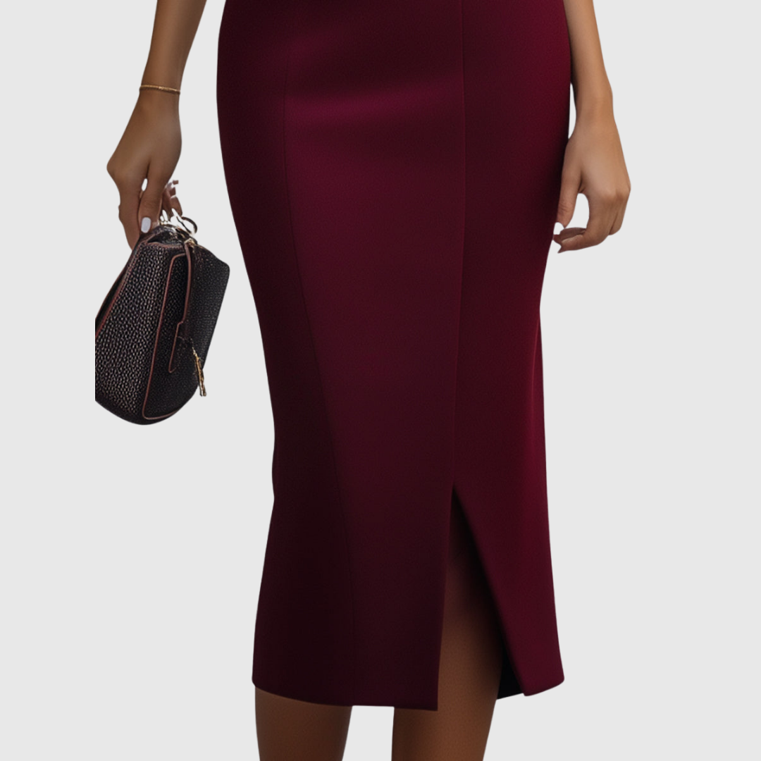 Ruby | Burgunderfarbendes ärmelloses Midikleid