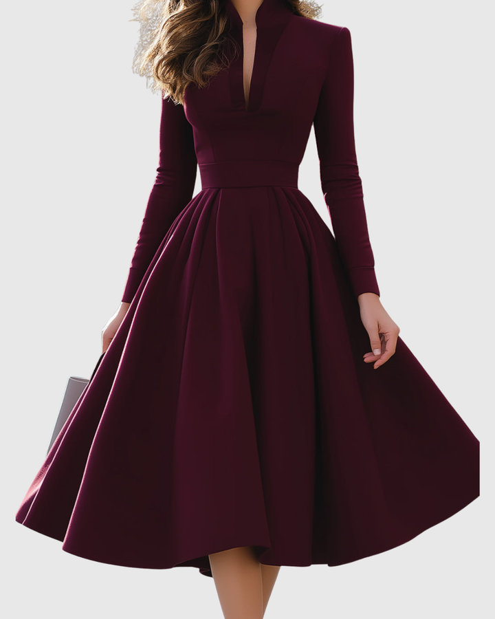 Avelina | V-Ausschnitt Midi-Kleid