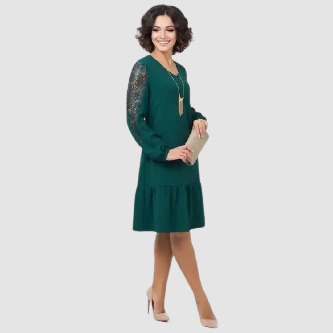 Lowri Quinn | Midi-Kleid mit Spitzenärmeln