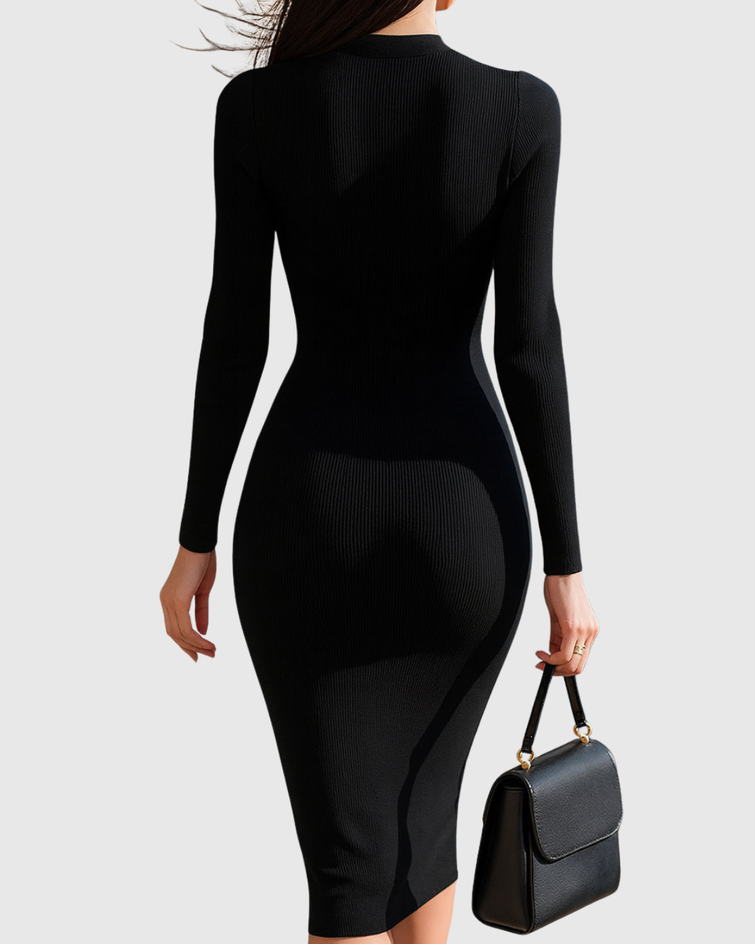 Eadwine | Zip-Front Rippstrick Midi-Kleid