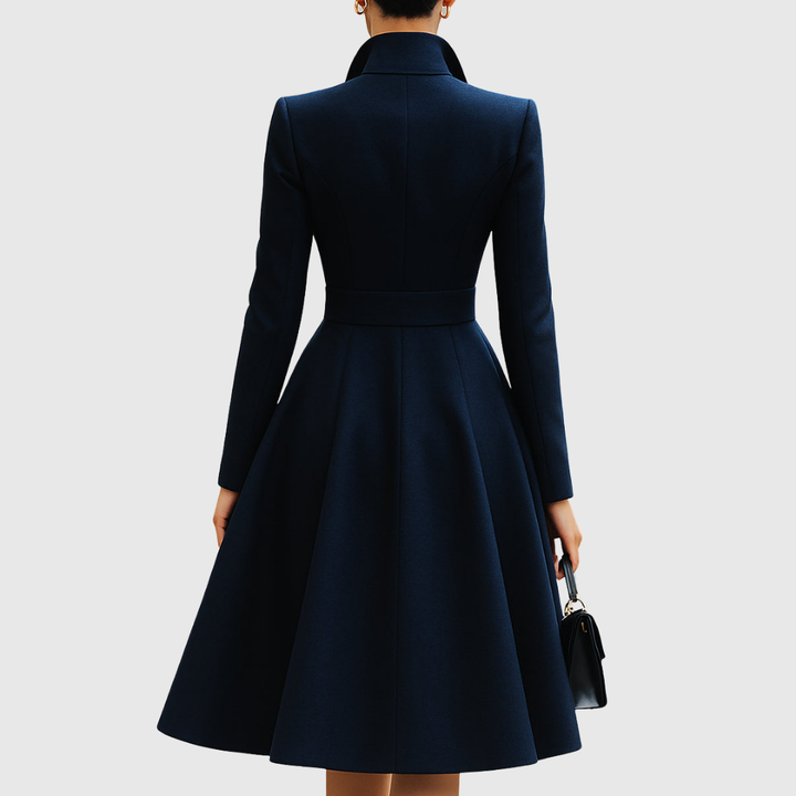 Eleanor | Marineblauer Taillierter Mantelkleid