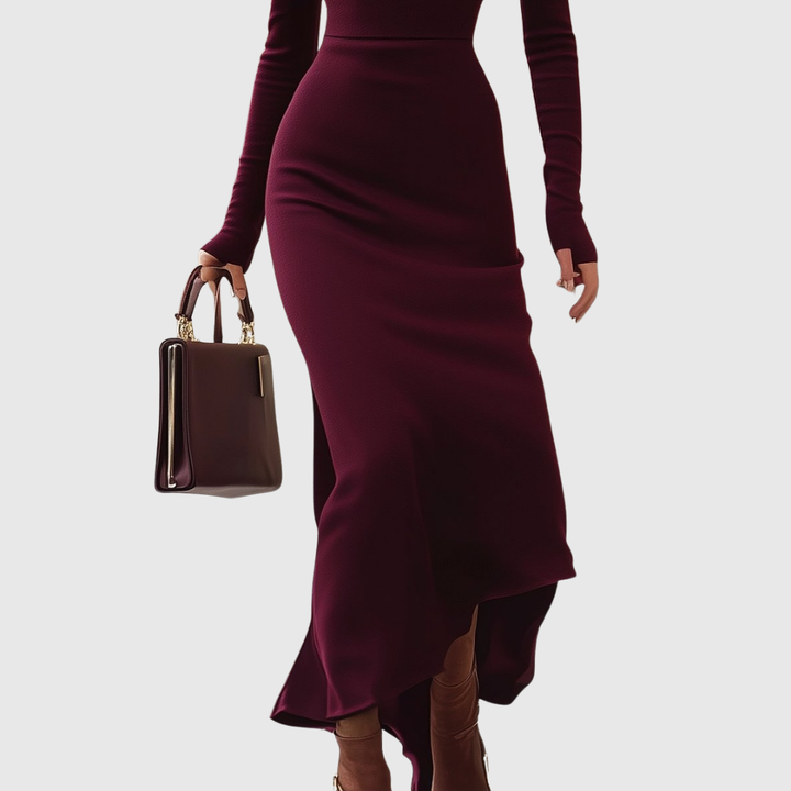 Isabelle | Burgunderfarbene Rollkragenkleid