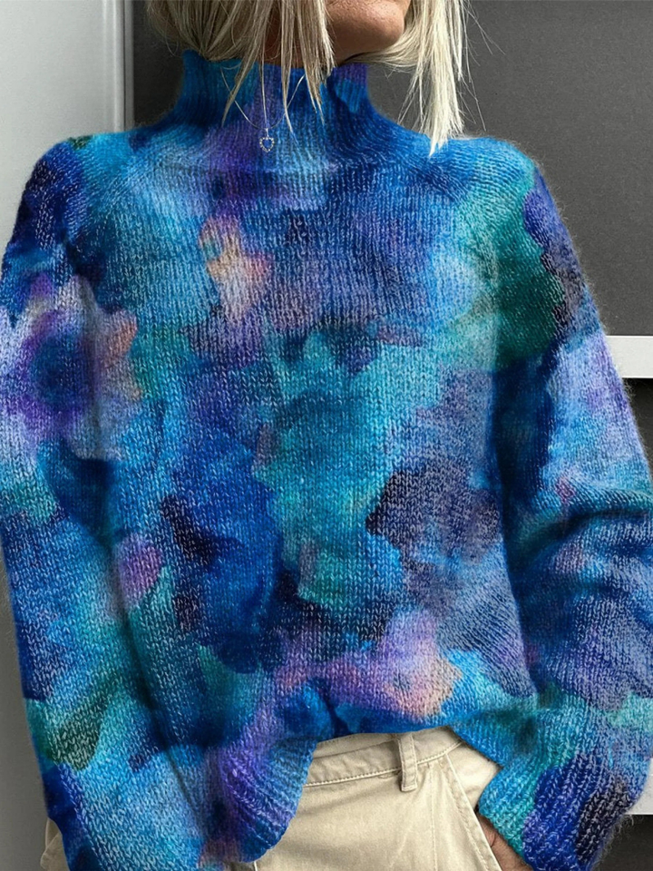 Iryn | Eleganter Strickrollkragen mit abstraktem Blumenmuster