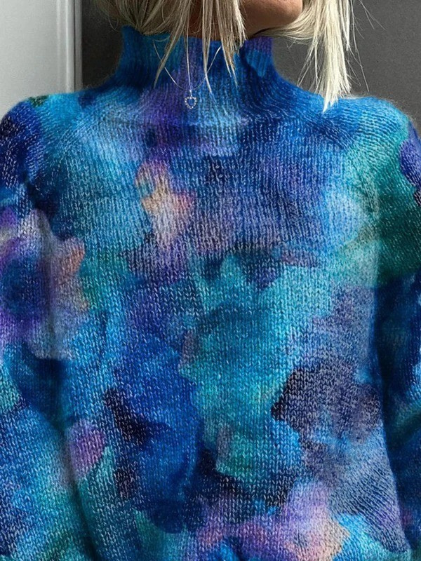 Iryn | Eleganter Strickrollkragen mit abstraktem Blumenmuster