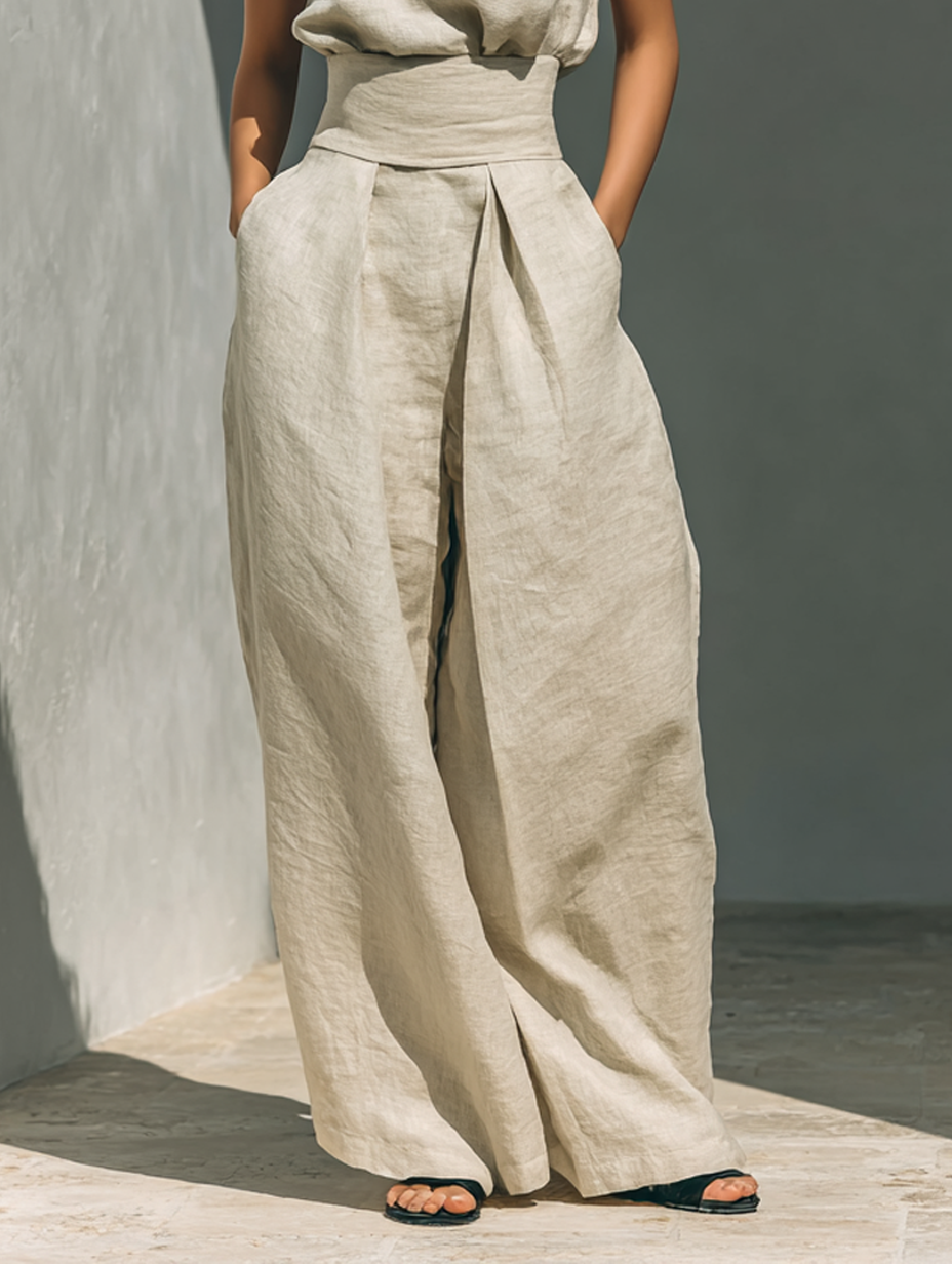 Ärmelloses Blusenset und weite Hose
