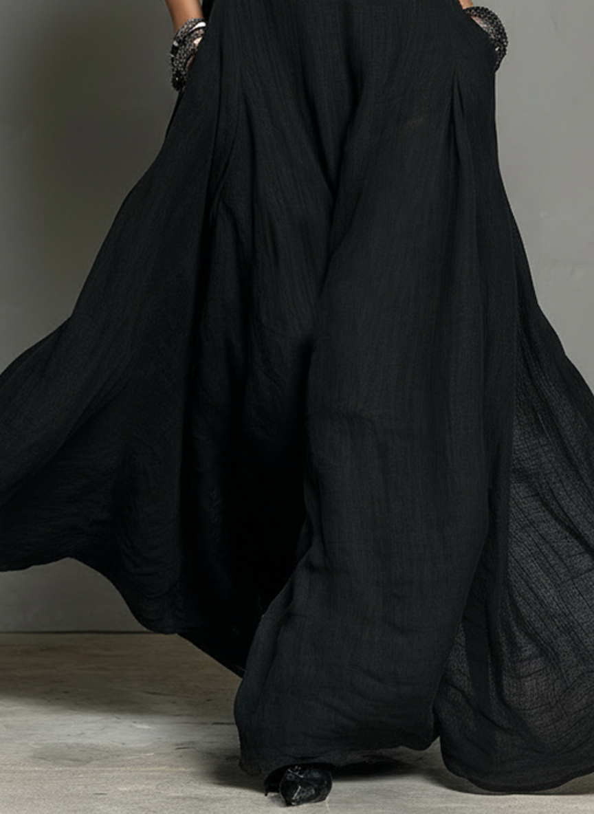 Maxikleid ohne Ärmel aus Leinenmischung