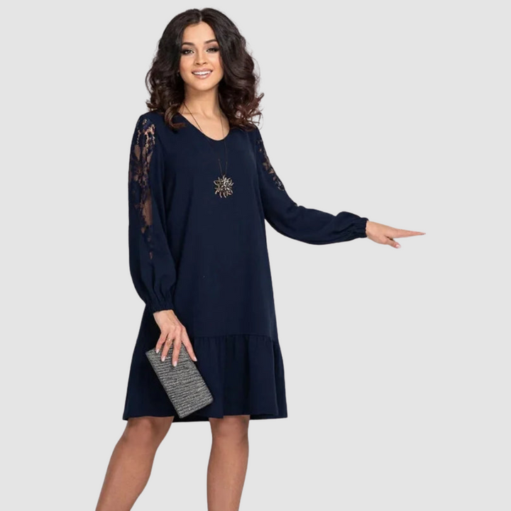 Lowri Quinn | Midi-Kleid mit Spitzenärmeln