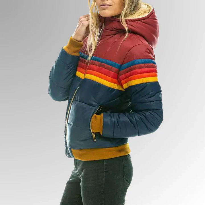 Sierra - Damen Retro Gestreifte Pufferjacke