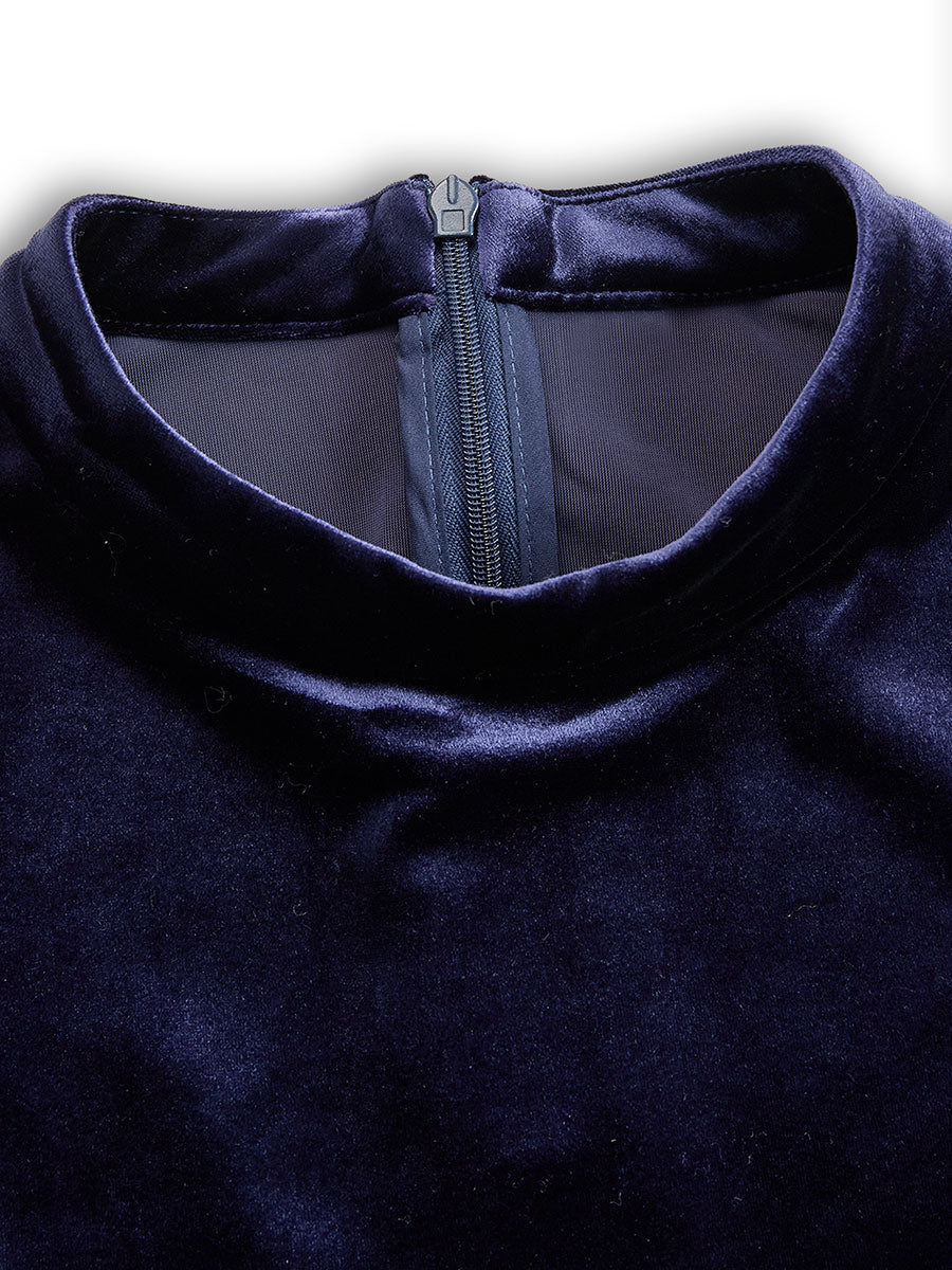 Sibella - Marineblaues Midi-Kleid mit langen Ärmeln