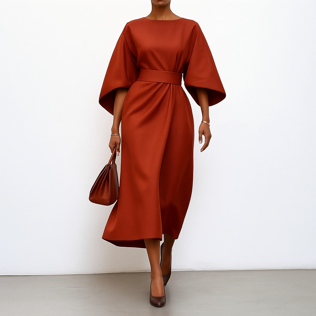 Eldra | Satin Gefühl Batwing Ärmel Maxi Kleid