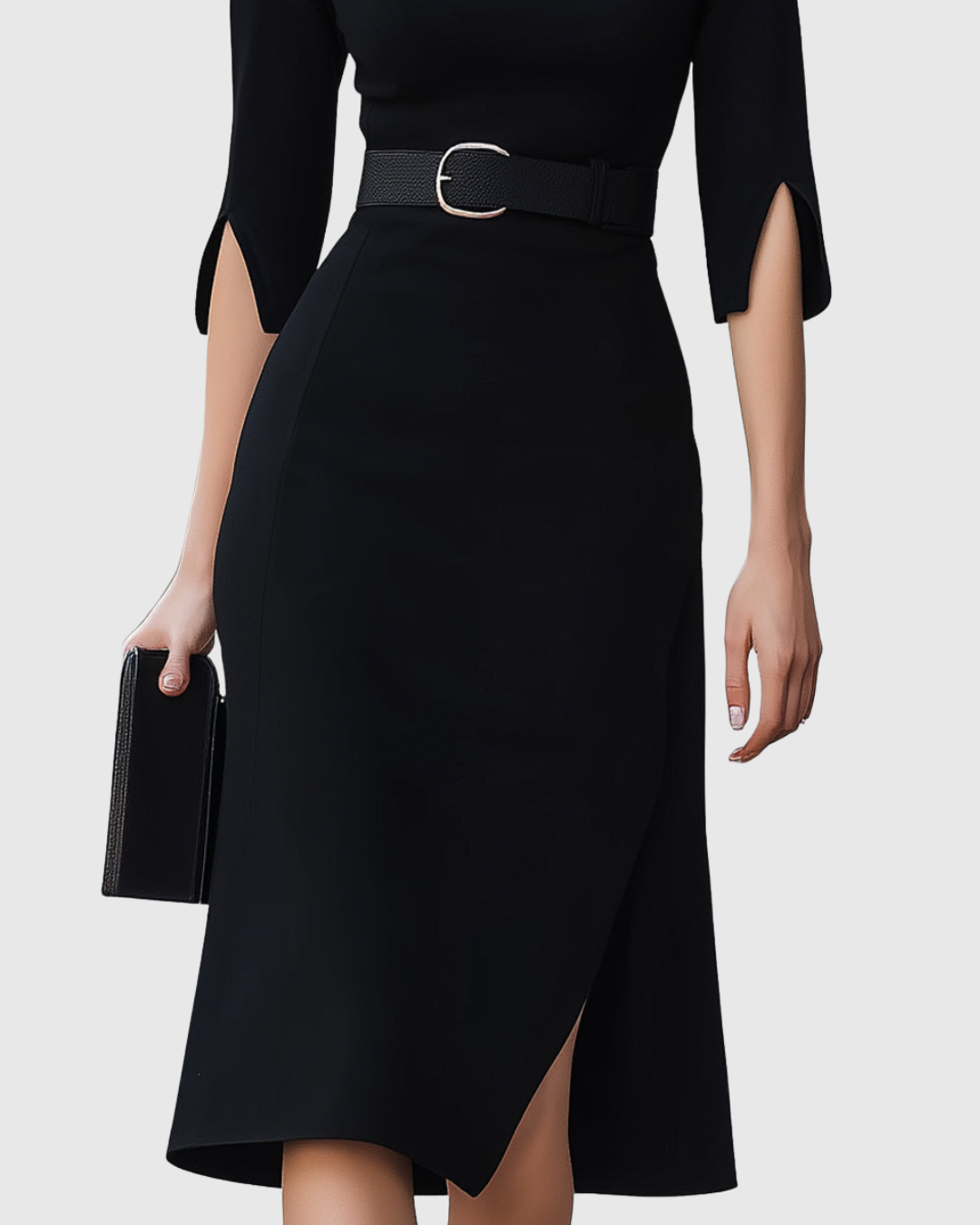 Blythewyn | Klassisches Schwarzes Midi-Kleid