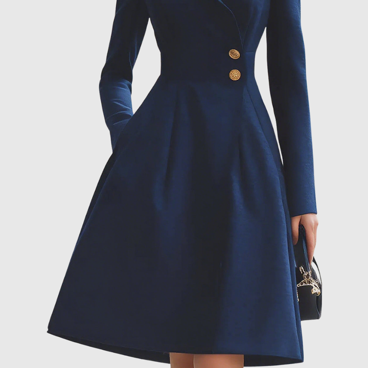 Eleanor | Marineblauer Taillierter Mantelkleid
