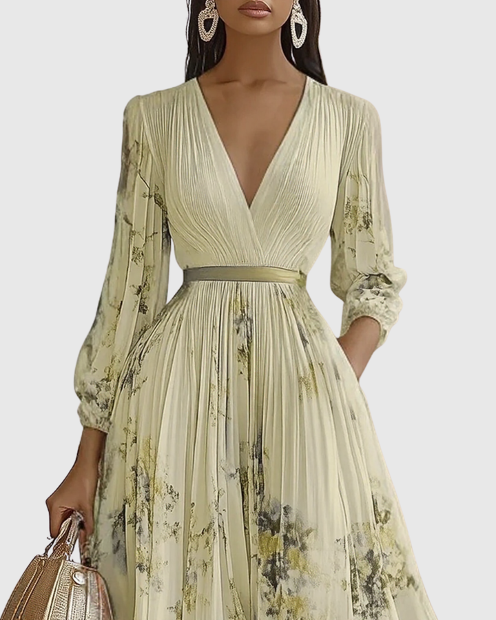 Rowella - Elegantes Plissiertes Maxikleid