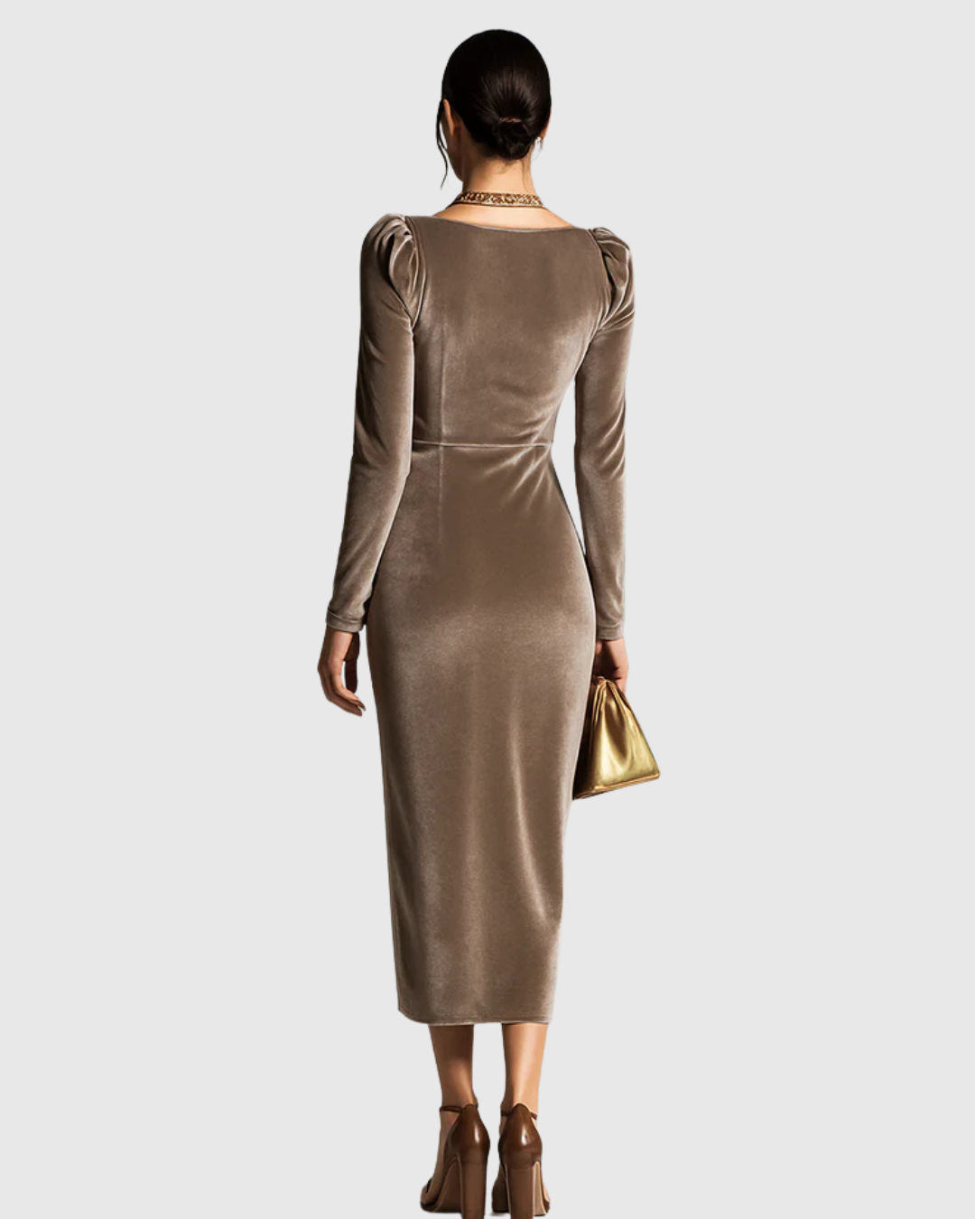 Eadoline - Elegantes Falten Midi-Kleid