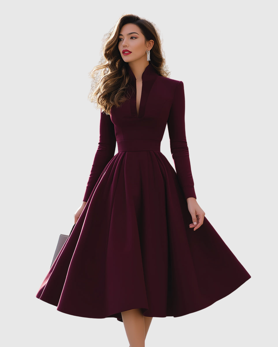 Avelina | V-Ausschnitt Midi-Kleid