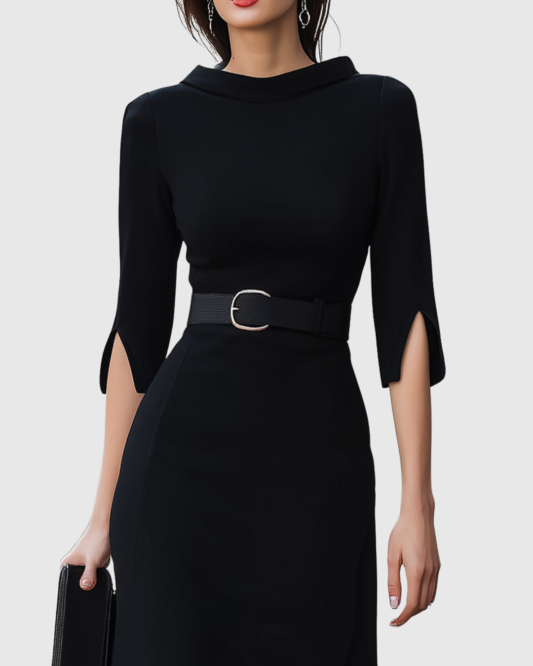 Blythewyn | Klassisches Schwarzes Midi-Kleid