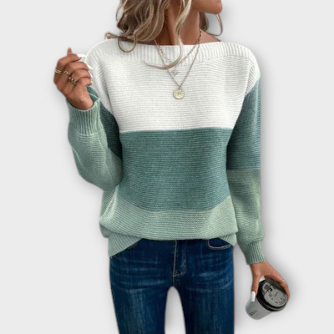 Clara - Eleganter Drei-Farben-Patchwork-Pullover