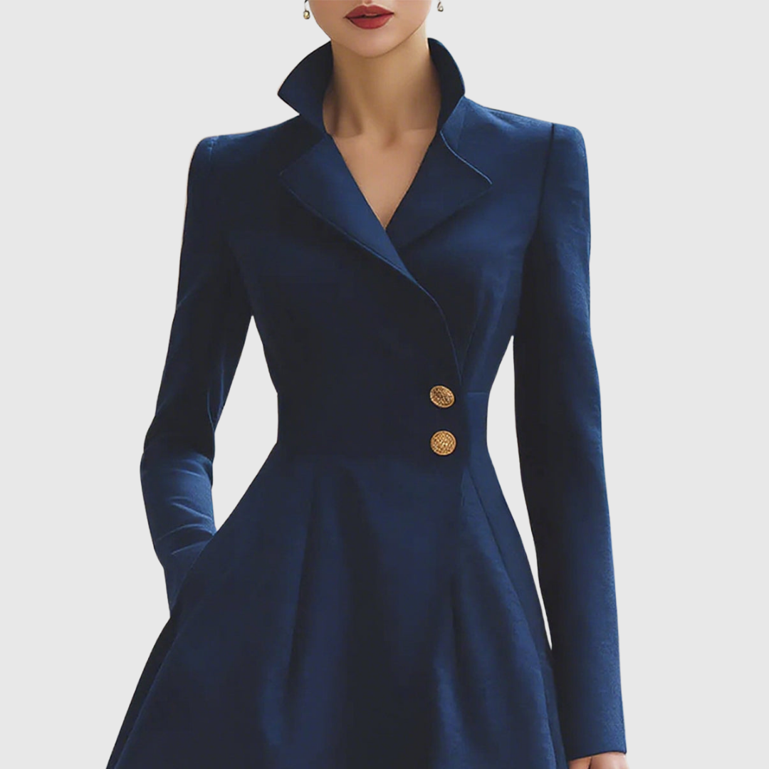 Eleanor | Marineblauer Taillierter Mantelkleid
