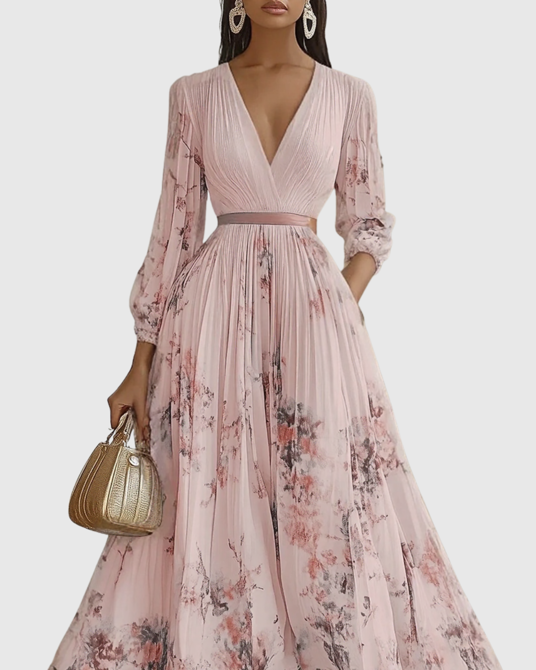 Rowella - Elegantes Plissiertes Maxikleid
