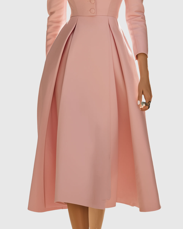 Ceryth | Elegantes plissiertes Blazer-Midi-Kleid