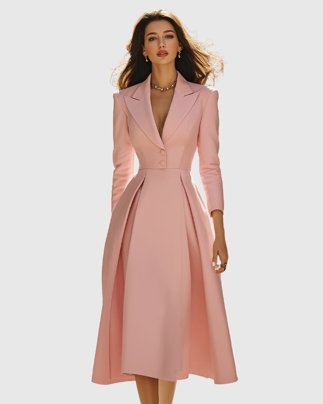 Ceryth | Elegantes plissiertes Blazer-Midi-Kleid