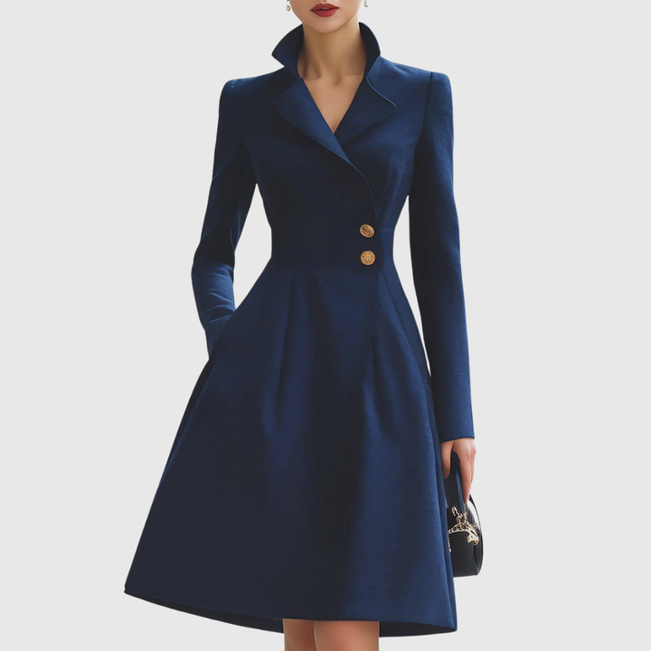 Eleanor | Marineblauer Taillierter Mantelkleid