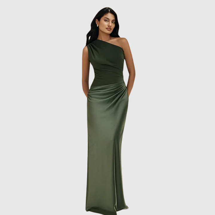 Aleida | Maxikleid mit einem Schulterträger aus Satin