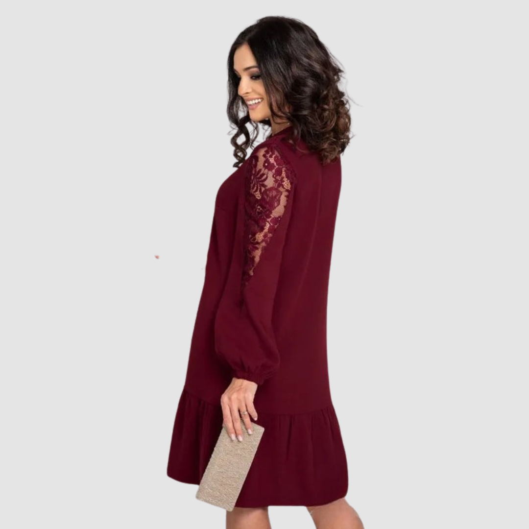 Lowri Quinn | Midi-Kleid mit Spitzenärmeln