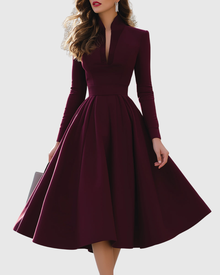 Avelina | V-Ausschnitt Midi-Kleid