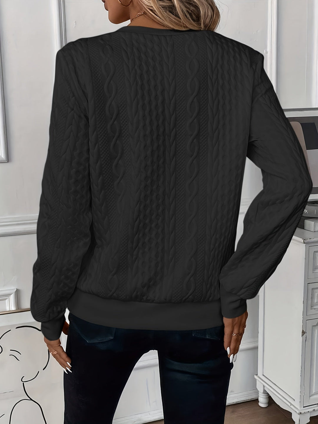 Harriet – Kabelstrick-Pullover mit Reißverschluss