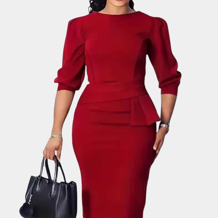 Claudine Bloom | Elegantes Rüschenshirt Midi Kleid