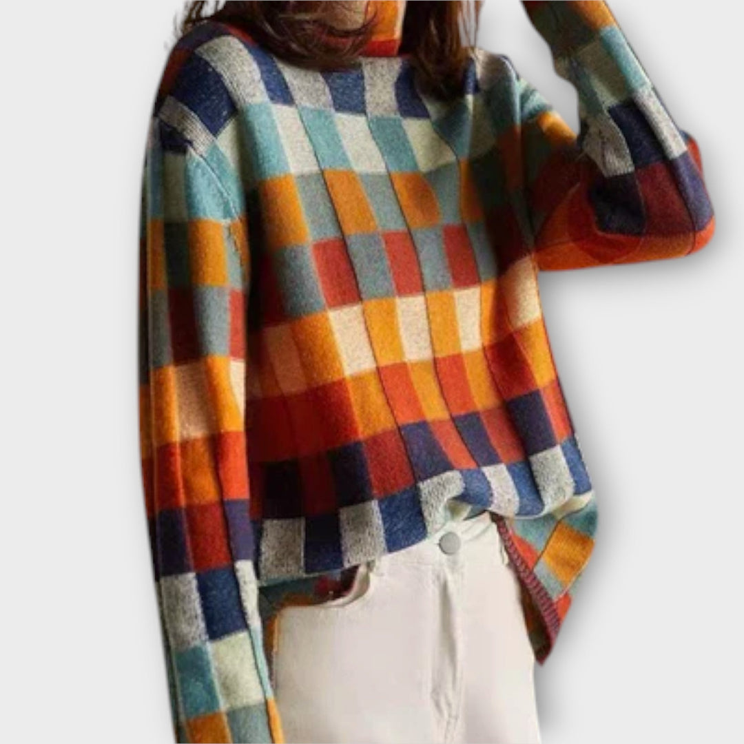 Erika - Patchwork Rollkragenpullover