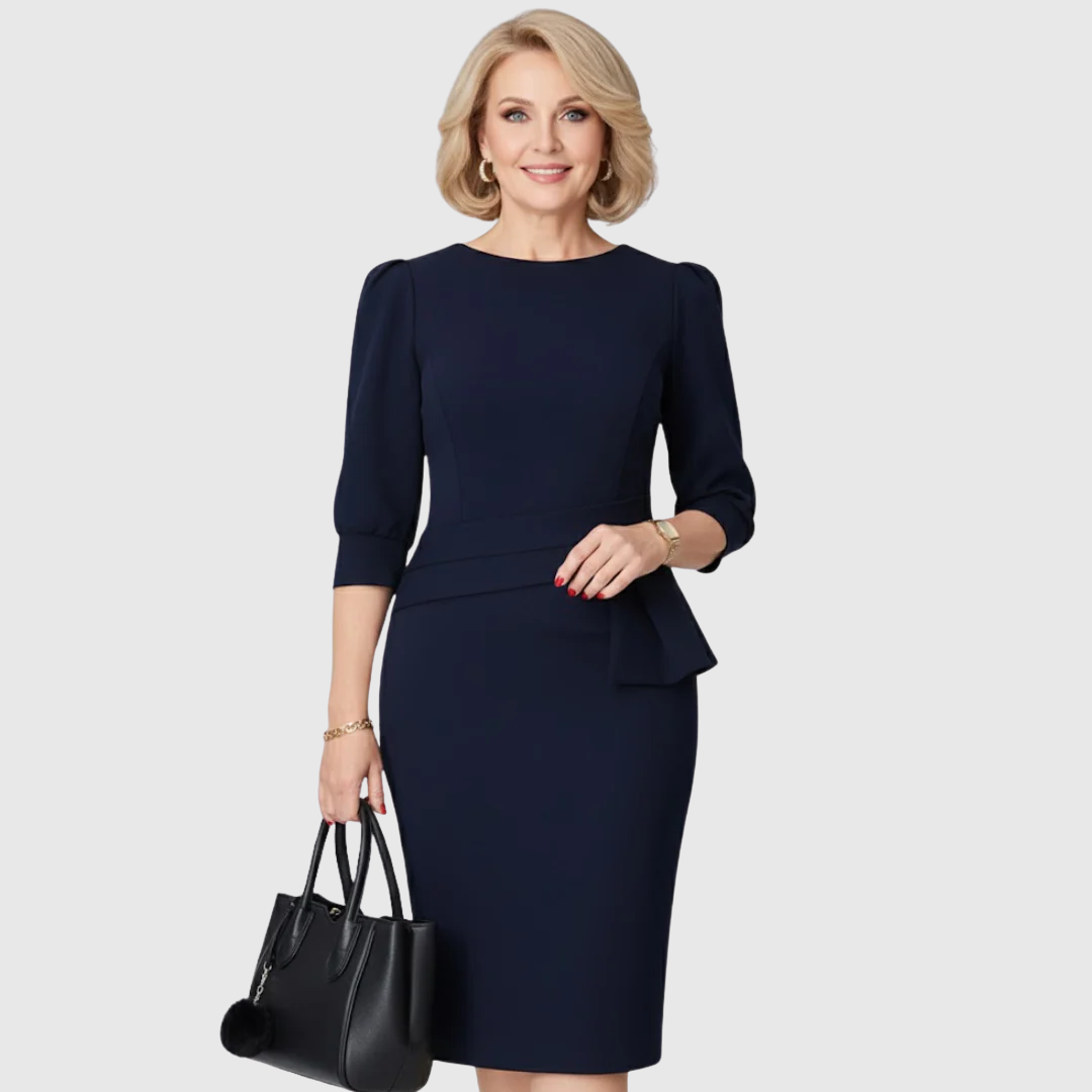 Claudine Bloom | Elegantes Rüschenshirt Midi Kleid