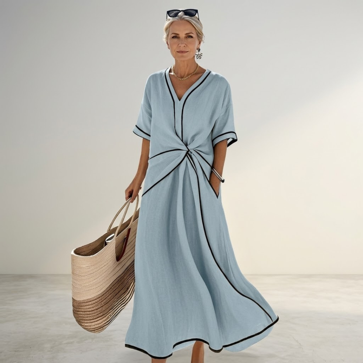 Lyra - V-Ausschnitt Relaxed Fit Kleid
