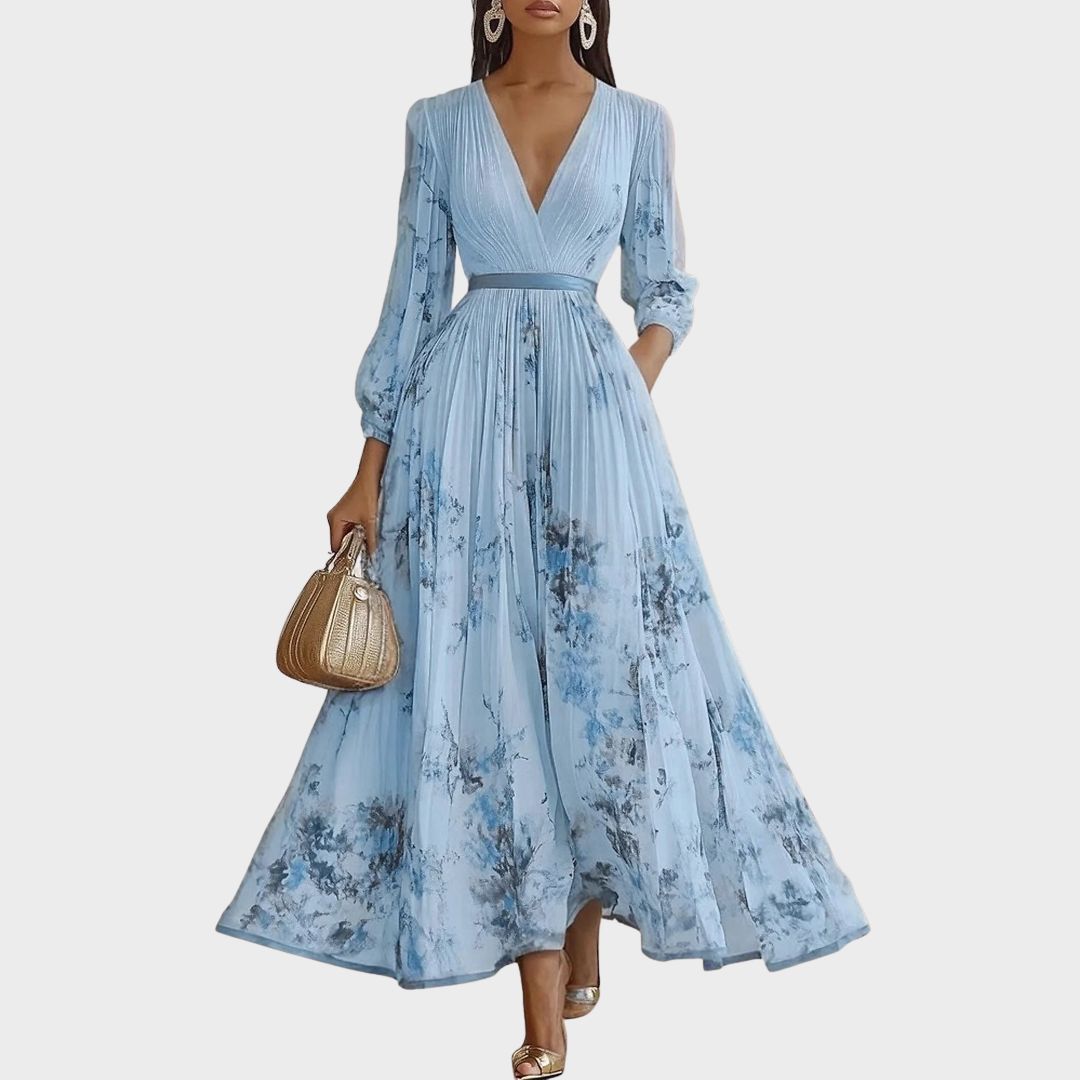 Rowella - Elegantes Plissiertes Maxikleid