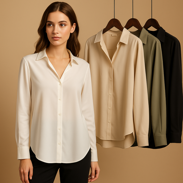 Blandine™ | Bluse Satin Mit Umgeschlagenem Kragen