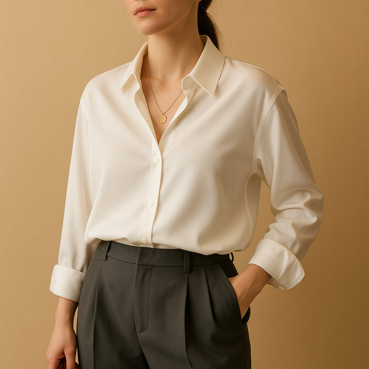 Blandine™ | Bluse Satin Mit Umgeschlagenem Kragen