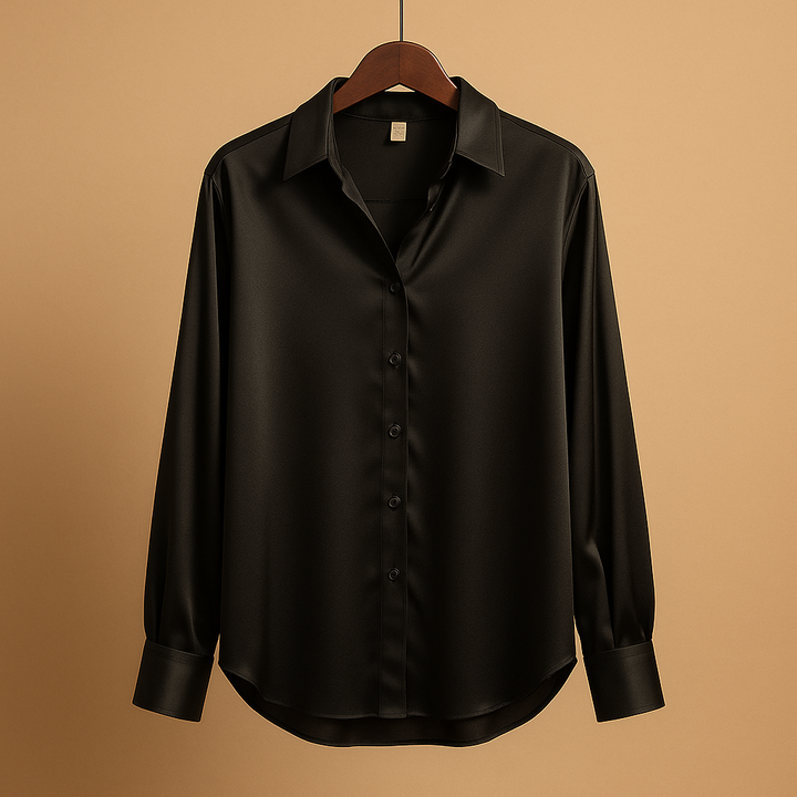 Blandine™ | Bluse Satin Mit Umgeschlagenem Kragen