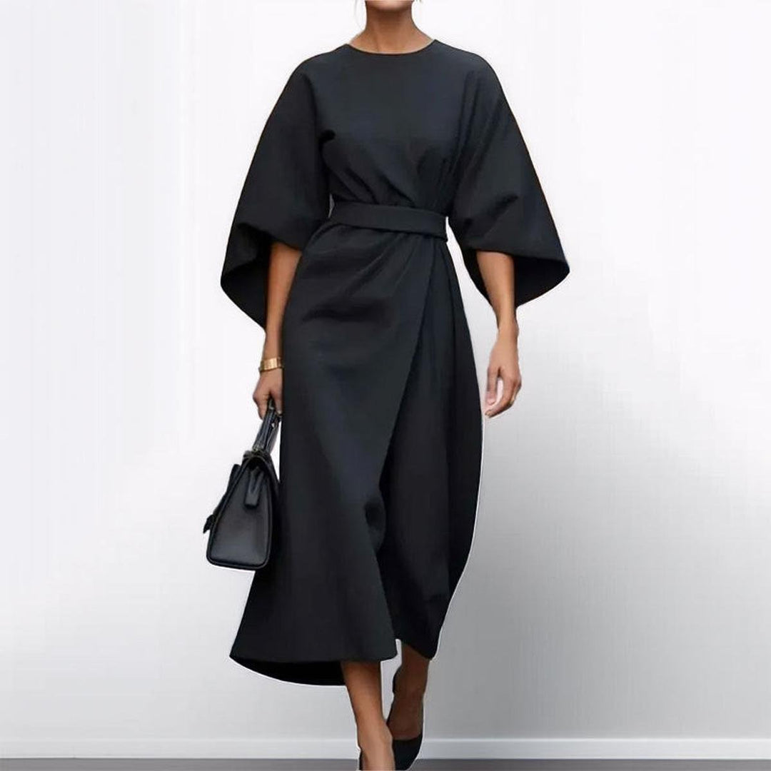 Eldra | Satin Gefühl Batwing Ärmel Maxi Kleid