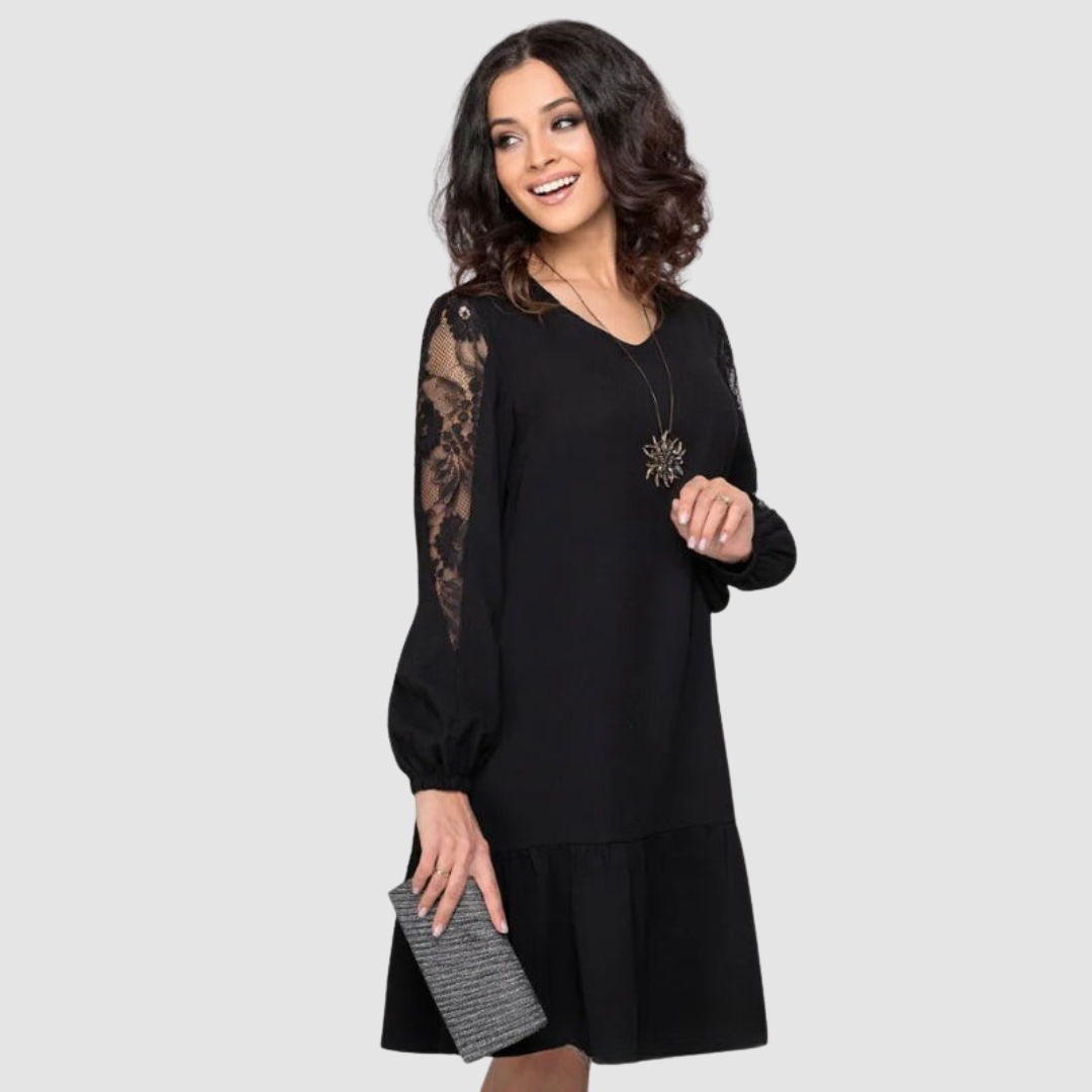 Lowri Quinn | Midi-Kleid mit Spitzenärmeln