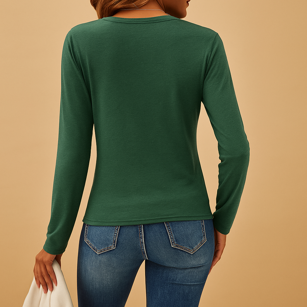 Isaline™ | T-Shirt mit V-Ausschnitt und langen Ärmeln für Damen
