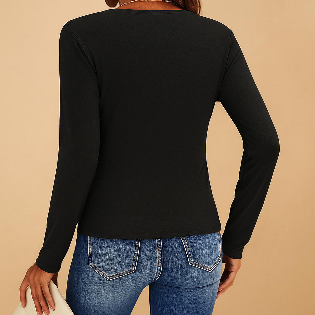 Isaline™ | T-Shirt mit V-Ausschnitt und langen Ärmeln für Damen