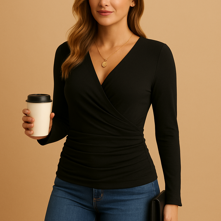 Isaline™ | T-Shirt mit V-Ausschnitt und langen Ärmeln für Damen