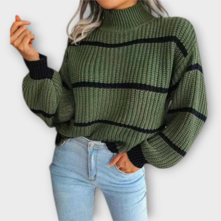 Chavala - Gestreifter Rollkragenpullover