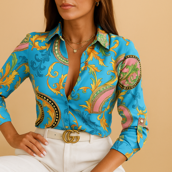 Lucette™ | Bedruckte Bluse mit gekreuztem Kragen