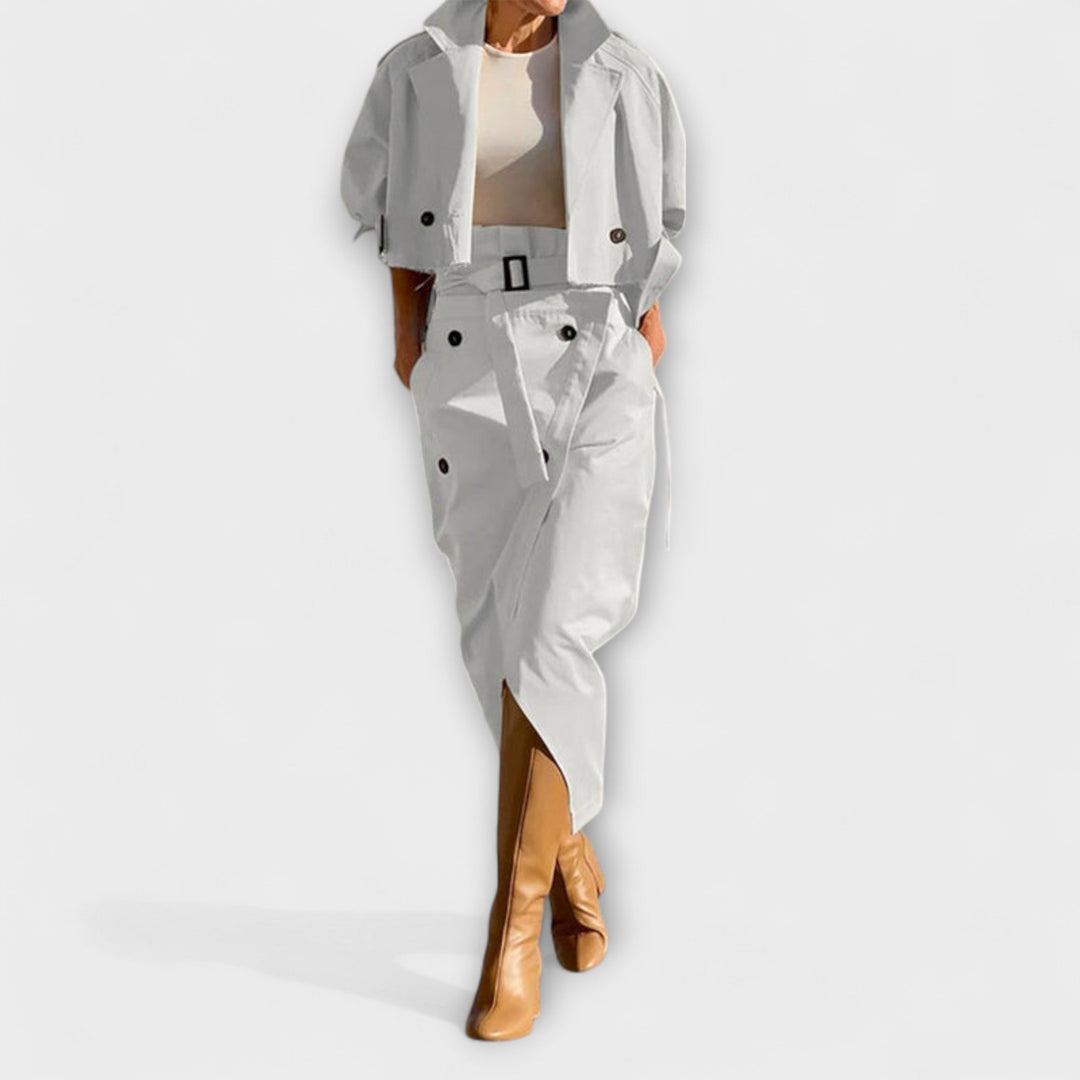 Lyra – Elegante Jacke und Midi-Rock mit Taschen