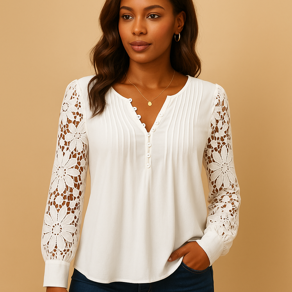 Coralie™ | Bluse mit V-Ausschnitt und Spitze