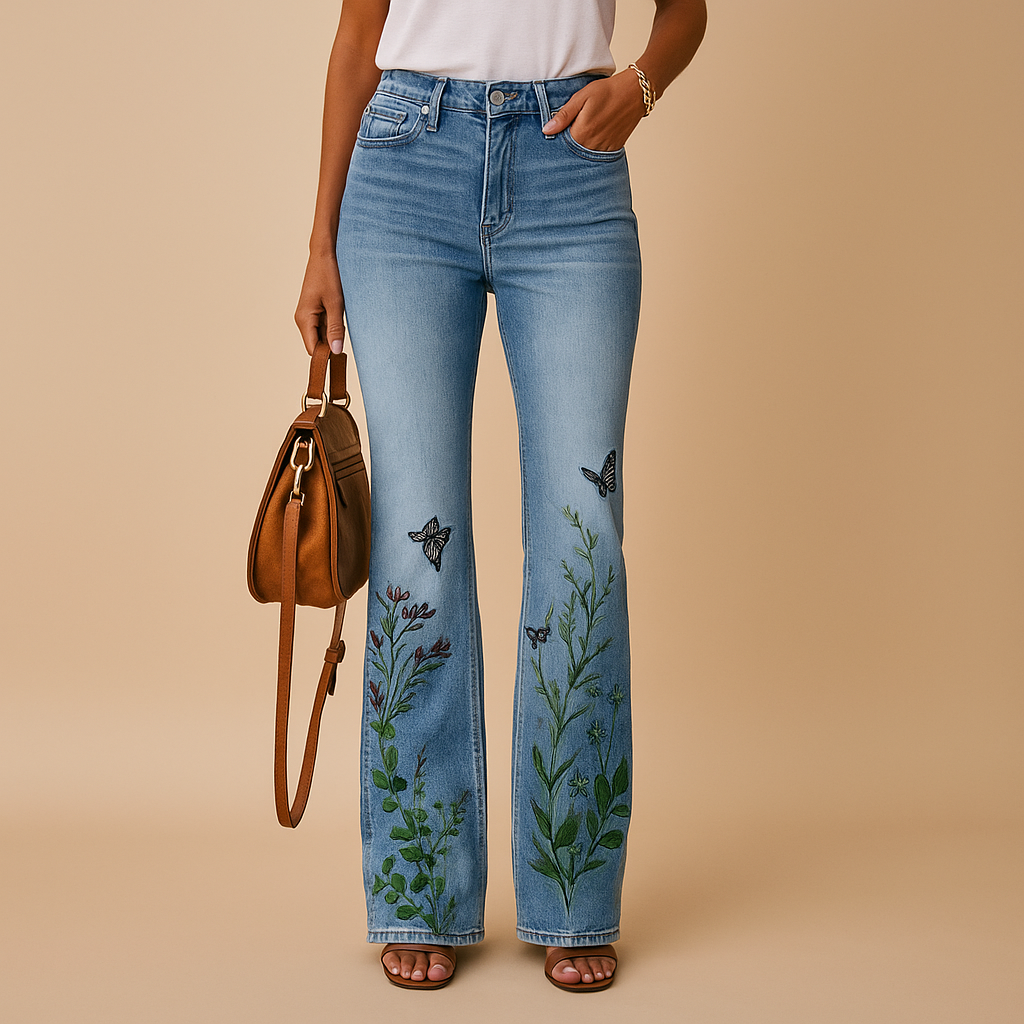 Mireille™ | Ausgestellter Jeans mit Blumenmuster