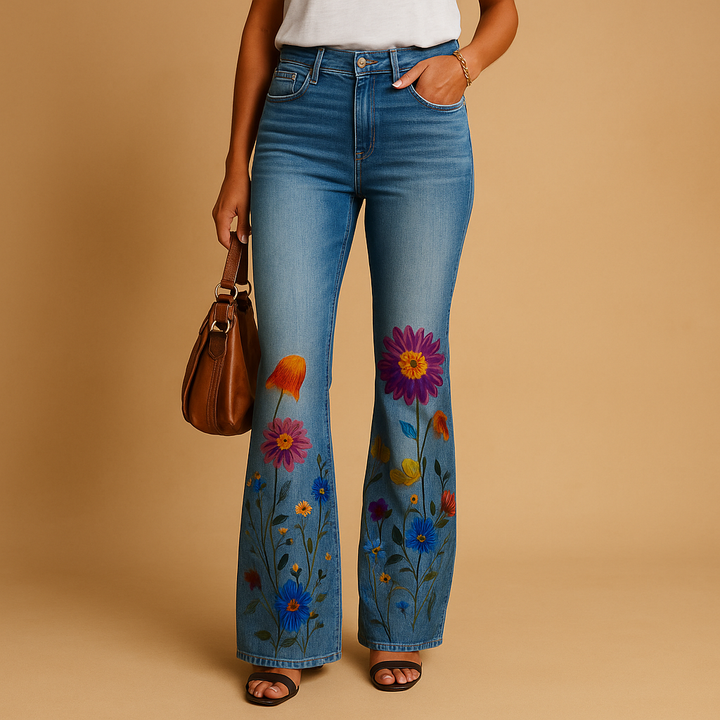 Mireille™ | Ausgestellter Jeans mit Blumenmuster