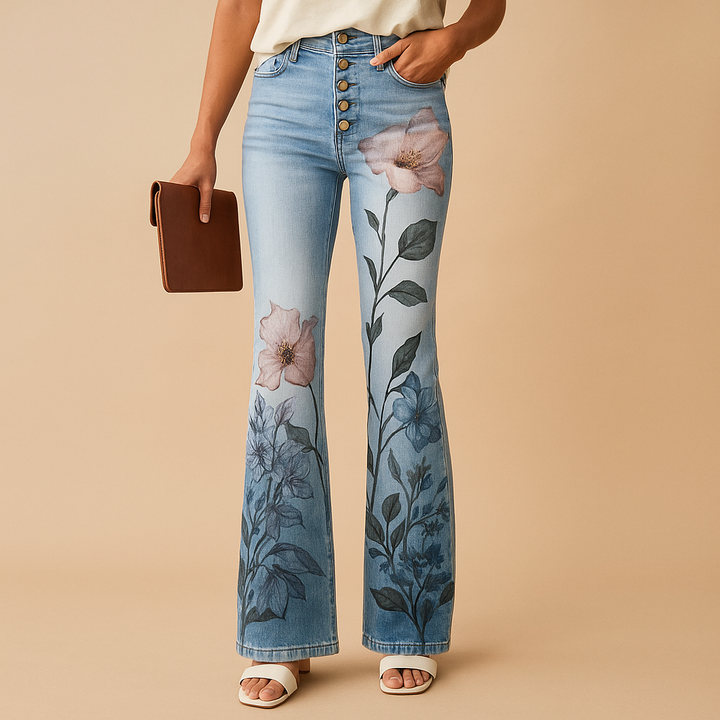 Mireille™ | Ausgestellter Jeans mit Blumenmuster